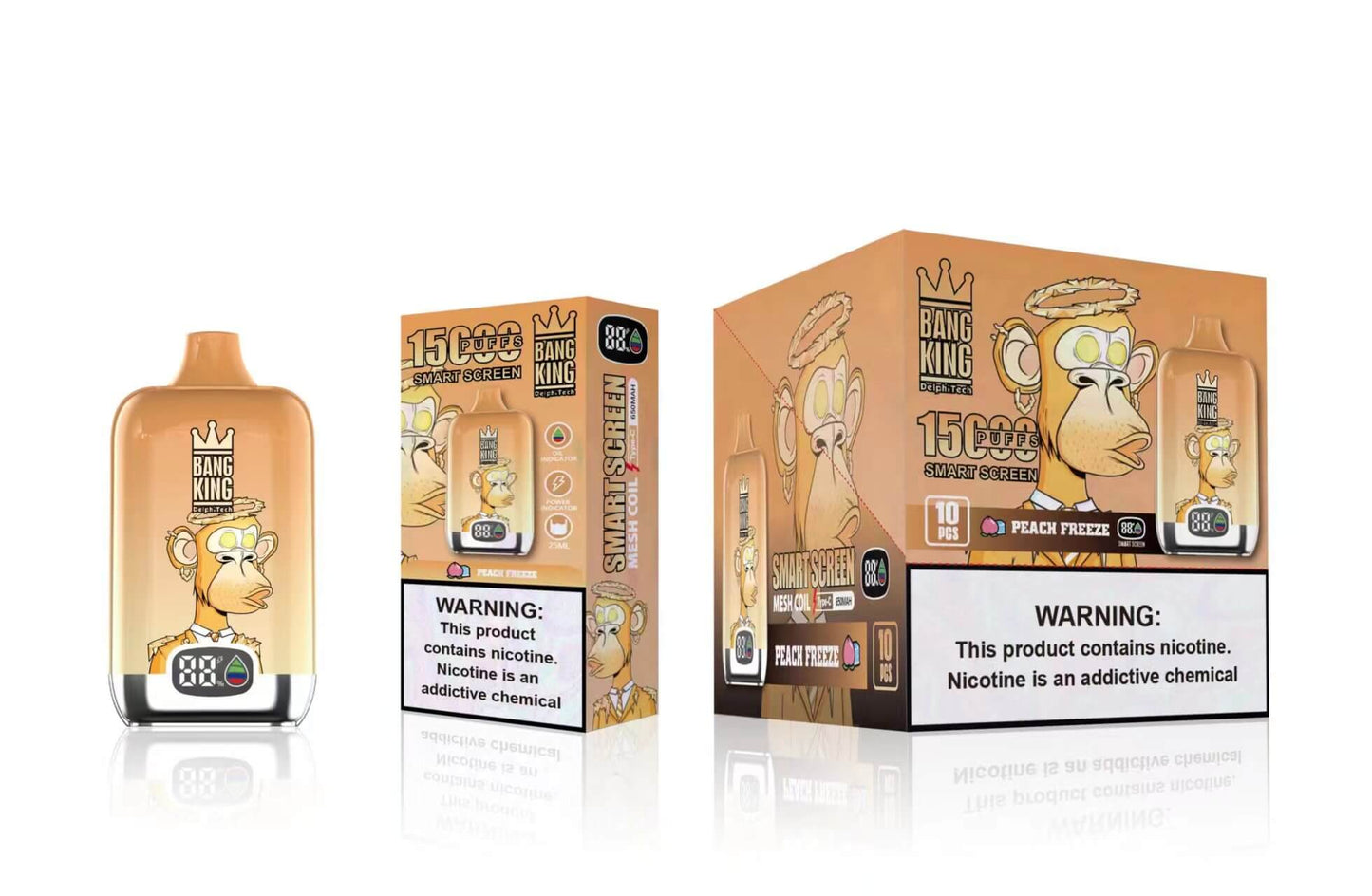 Bang King Smart screen 15000 puffs Disposable Vape 25mL (0% to 5% Nicotine) 650mAh,12 Flavors