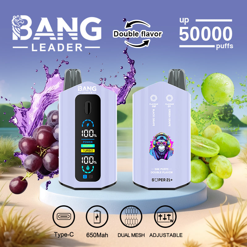 Bang Leader 50000 Puffs Disposable Vape (0%- 5% Nicotine) – Dual Pods, Unmatched Performance 650mAh battery 12 Flavors