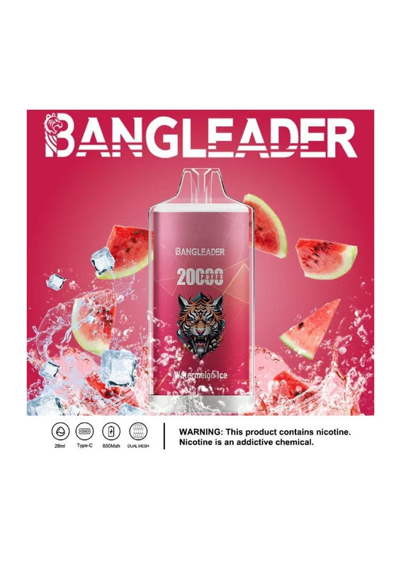 Bang Leader 20000 Puffs Disposable Vape(0% to 5% Nicotine) - 28ml E-Liquid, 650mAh Battery,Summer 12 Flavors