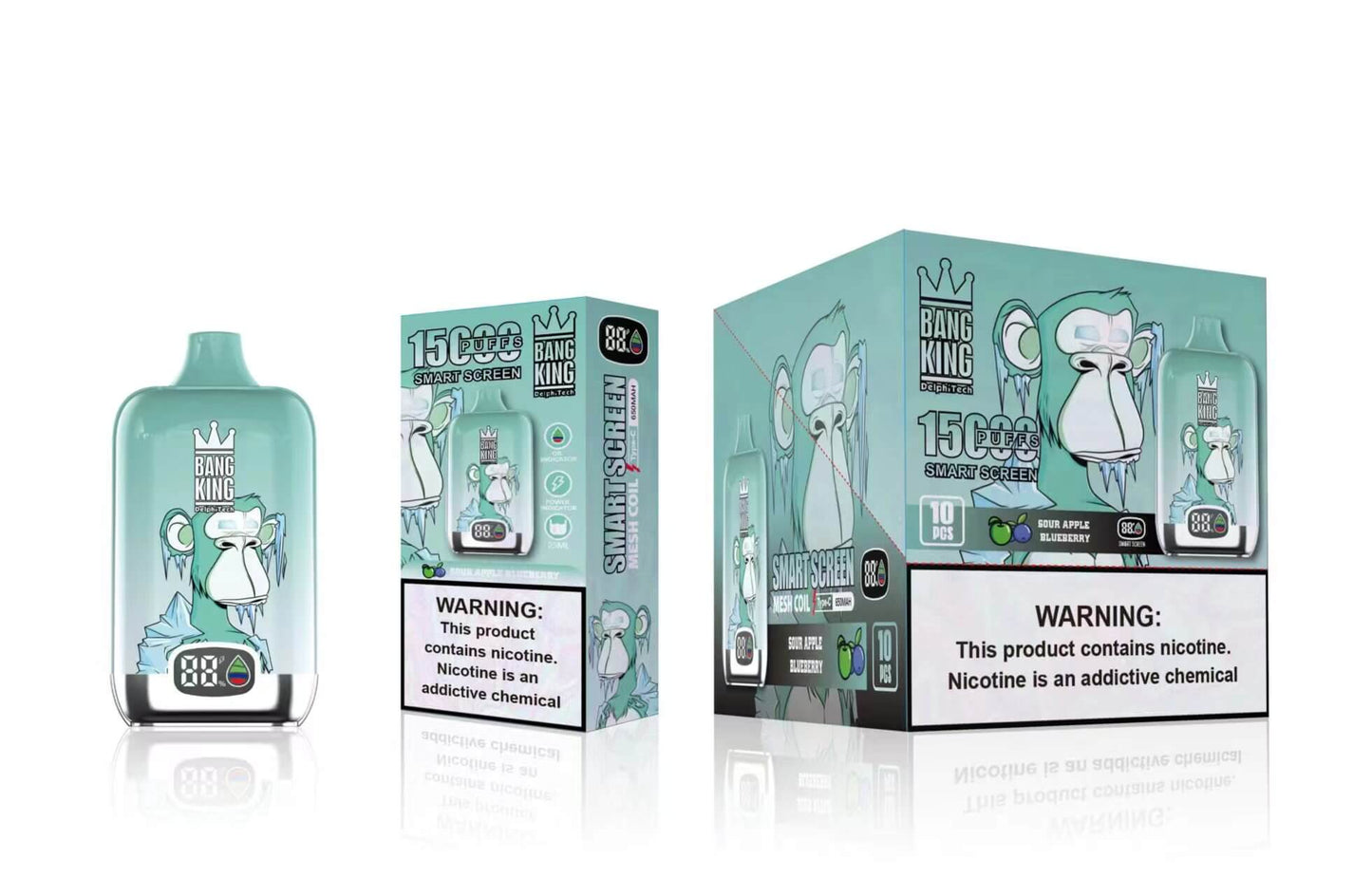 Bang King Smart screen 15000 puffs Disposable Vape 25mL (0% to 5% Nicotine) 650mAh,12 Flavors