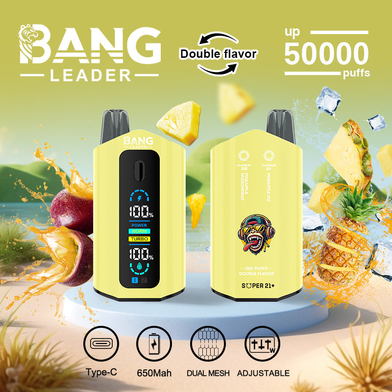Bang Leader 50000 Puffs Disposable Vape (0%- 5% Nicotine) – Dual Pods, Unmatched Performance 650mAh battery 12 Flavors