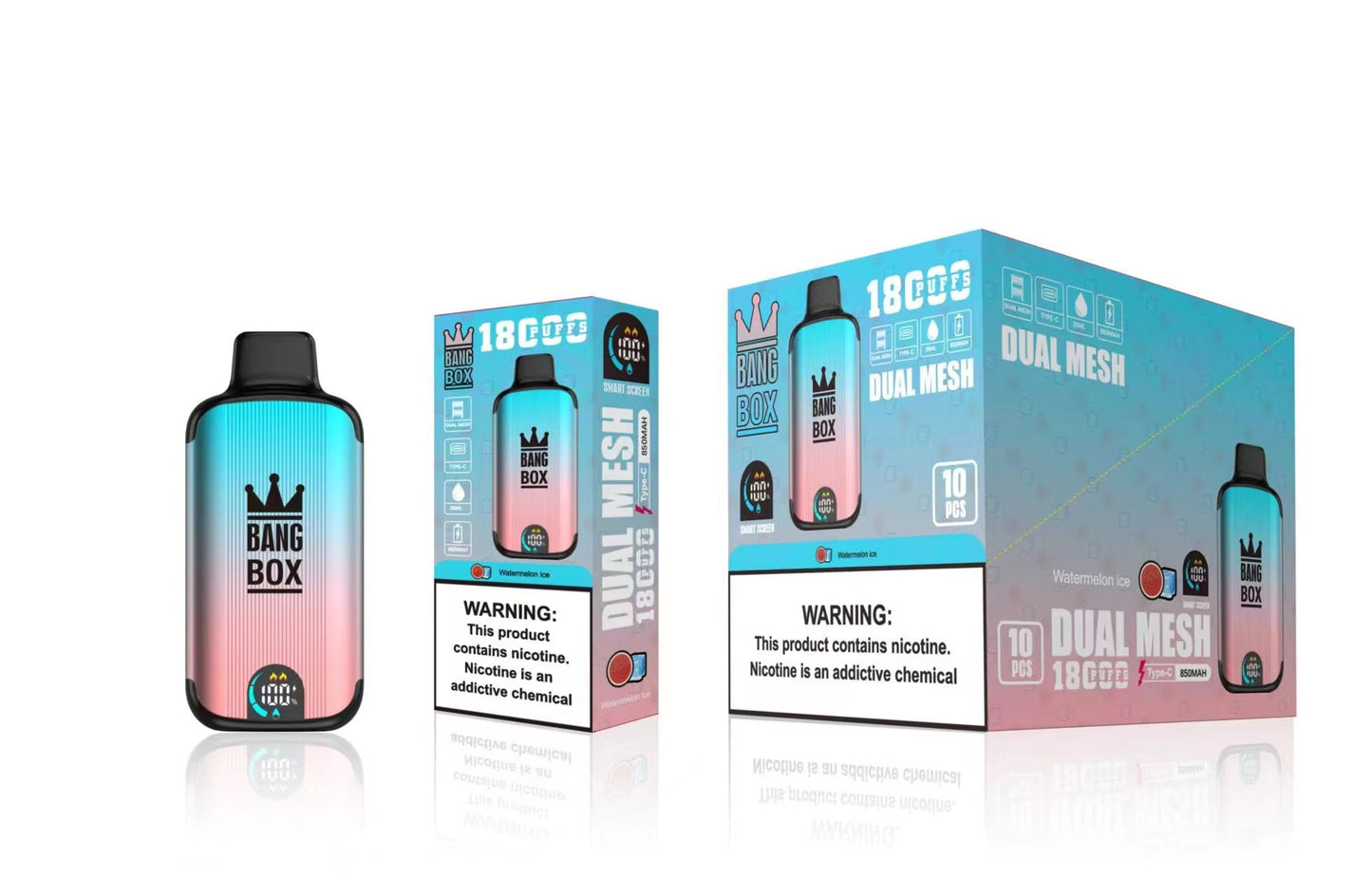 Bangbox 18000 Puffs Smart Screen Disposable E Cigarettes Vape Dual Mesh Coil Led display 26ml 850MAH 12Flavors