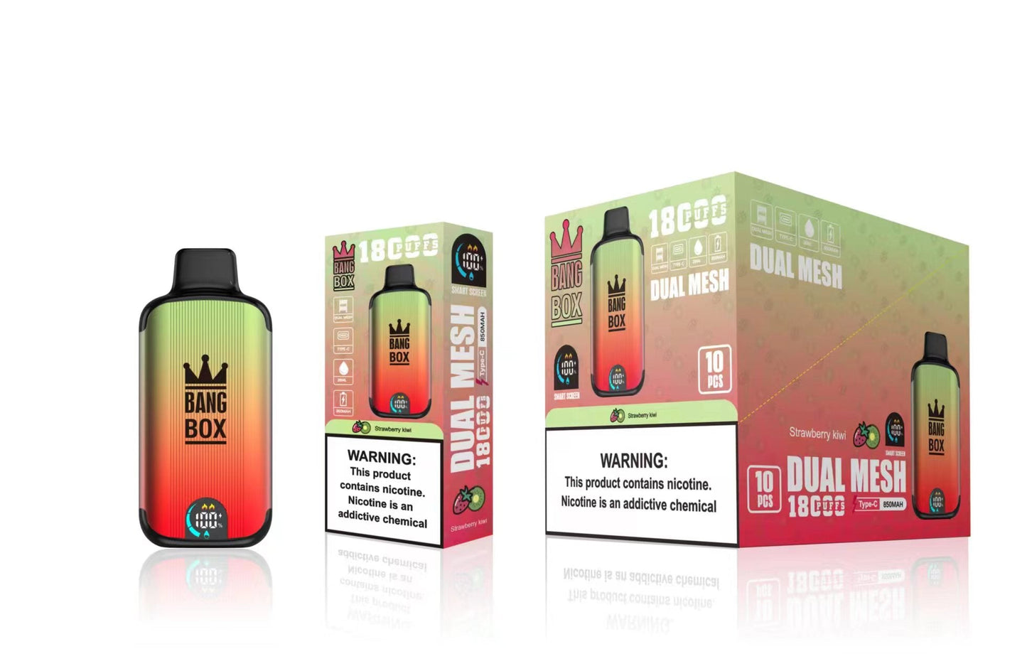 Bangbox 18000 Puffs Smart Screen Disposable E Cigarettes Vape Dual Mesh Coil Led display 26ml 850MAH 12Flavors