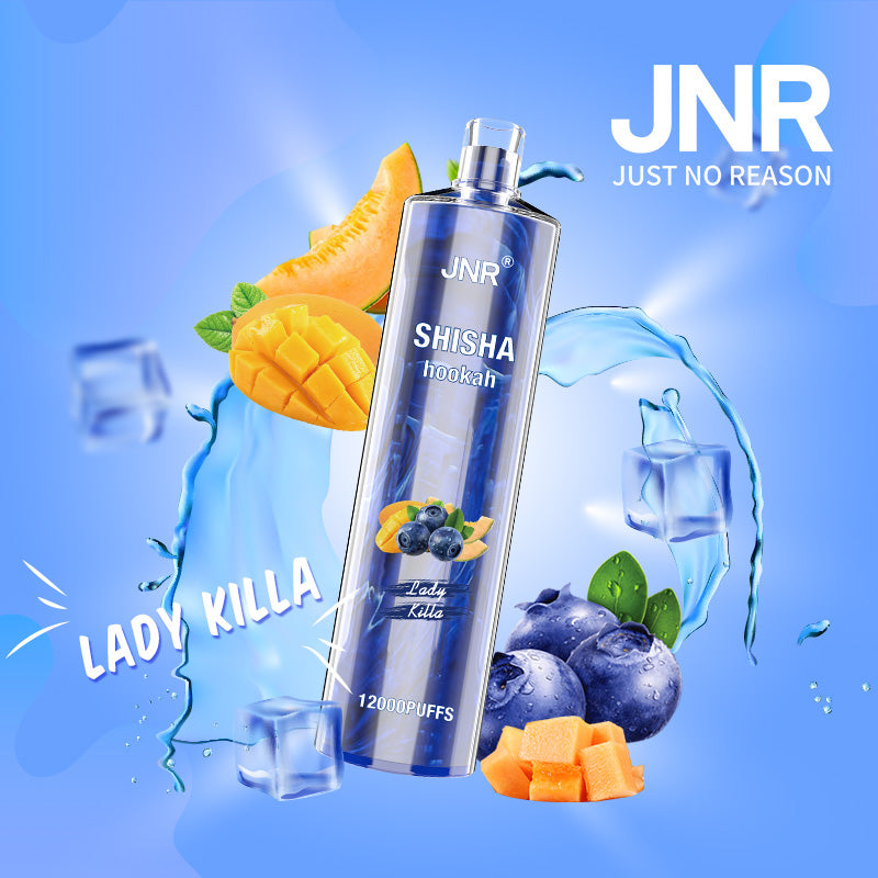 JNR Shisha Hookah 12000-750mAh Battery, 24ml E-liquid, Multiple Nicotine 17 Flavors