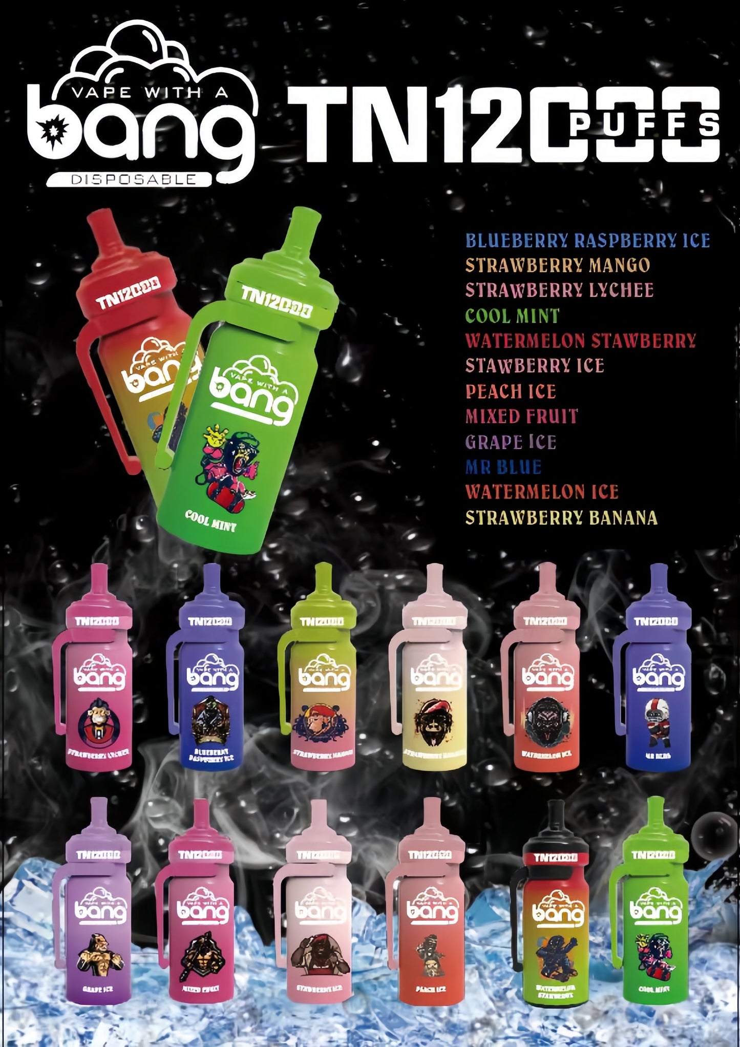 Bang TN 12000 Puffs Disposable Electronic Cigarettes Vape Puff 12k Prefilled PodHot Selling Premium Flavor Bang King Vape Electric Cigarette  Disposable Vape Pen