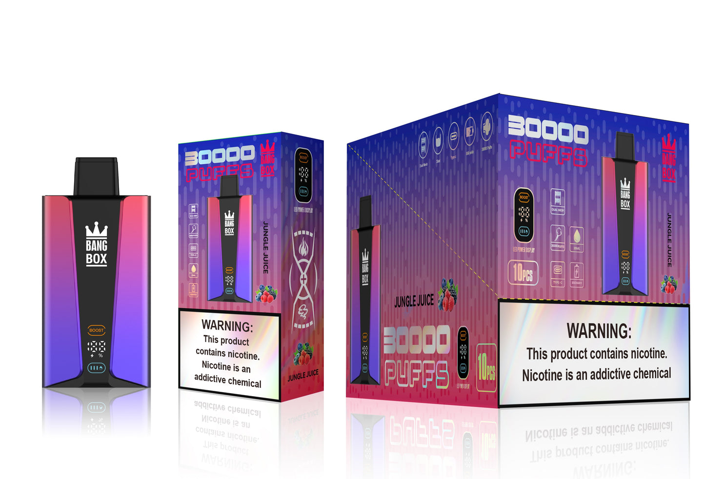Bangbox 30000puff vape,LED Display capcity Batterya ,35ML 850MAH ,12 Flavor Display