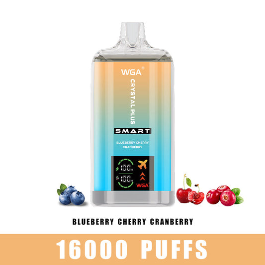 WGA Vape Blueberry Cherry Cranberry Crystal Pro Max Extra 16000 Puff Disposable Vape
