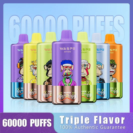 Waspe 60000 60K Puffs Disposable Vape β Triple Flavors,Triple Mesh Coil,Smart LED Display