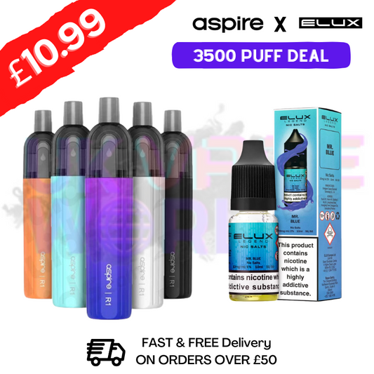 MR BLUE ELUX LEGEND Salt 3500puff x Aspire Disposble Kit