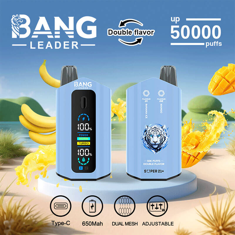 Bang Leader 50000 Puffs Disposable Vape (0%- 5% Nicotine) – Dual Pods, Unmatched Performance 650mAh battery 12 Flavors