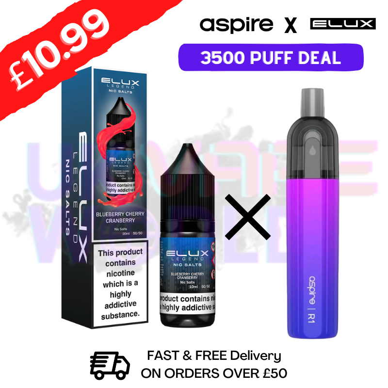Blueberry Cherry Cranberry ELUX LEGEND Salt 3500puff x Aspire Disposble Kit