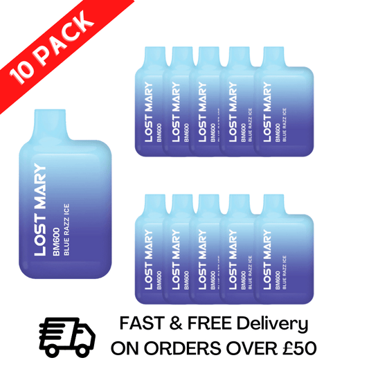 Blue Razz Ice - Lost Mary 600 Puff Bars Pack Of 10 BM600 Disposable