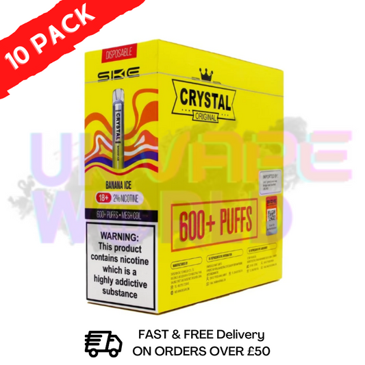 Banana ICE - Crystal Bar Puffs 600 SKE Box Of 10 - £26.99