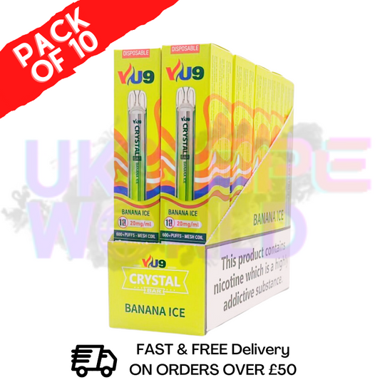 Banana ICE - Crystal Bar Puffs 600 VU9 Box Of 10