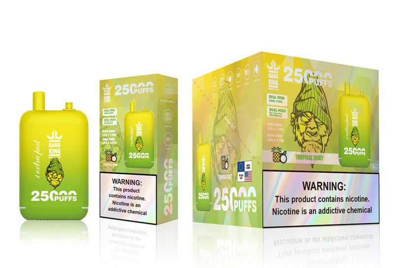Bang King 25000 Puffs - 46mL Dual Tank (0% to 5% Nicotine) 650mAh Battery ,12 Flavors