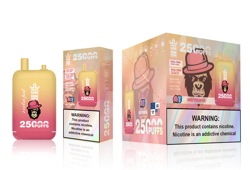 Bang King 25000 Puffs - 46mL Dual Tank (0% to 5% Nicotine) 650mAh Battery ,12 Flavors