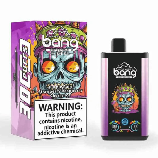 Bang 30000 Puffs PRO 30k puffs Disposable Vape(0% TO 5%Nicotine ) 30ML 850mah Rechargeable 16 Flavors