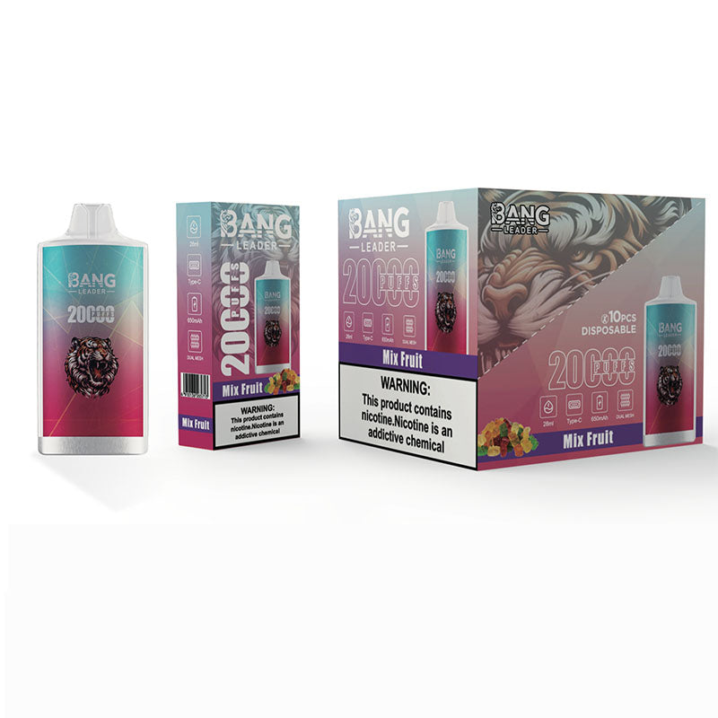 Bang Leader 20000 Puffs Disposable Vape(0% to 5% Nicotine) - 28ml E-Liquid, 650mAh Battery,Summer 12 Flavors