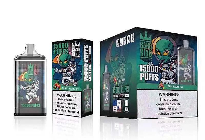 Bang King 15000 Puffs 0% 2% 3% 5% Nicotine Rechargeable Disposable Pod-650mAh Battery, 25ml E-liquid, Multiple Nicotine 20 Flavors