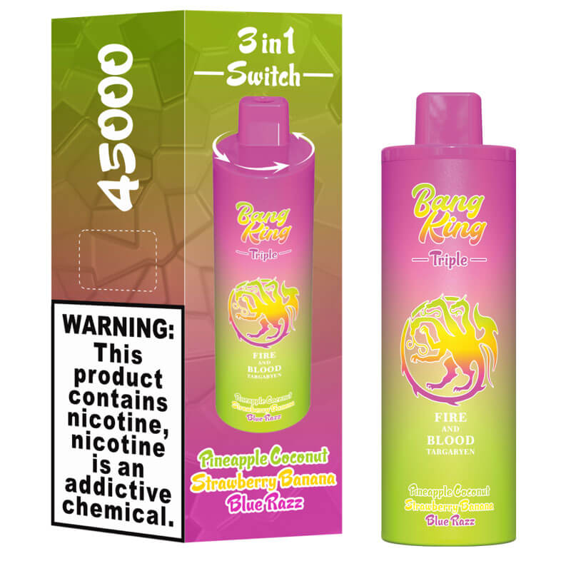 Bang King Triple 45000 Puffs Vape - 3*15ml E-liquid, 650mAh ,0%-5% Nicotine, 10 Flavors