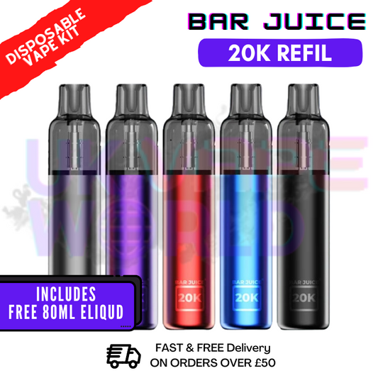 Bar Juice 20,000 Puff 20K Refillable Disposable Kit | FREE 80ML Eliquid