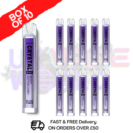 Berry Cotton Candy Crystal Bar Puffs 600 SKE Box Of 10 - £26.99