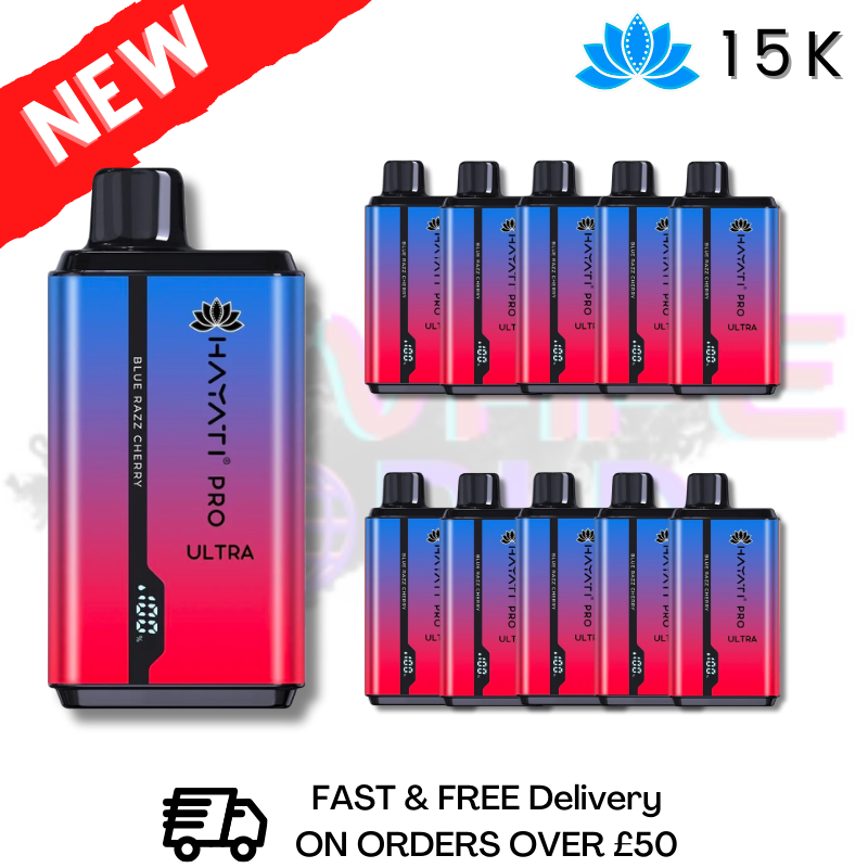 Blue Razz Cherry Hayati Ultra Pro 15000 Puff 15K Box Of 10