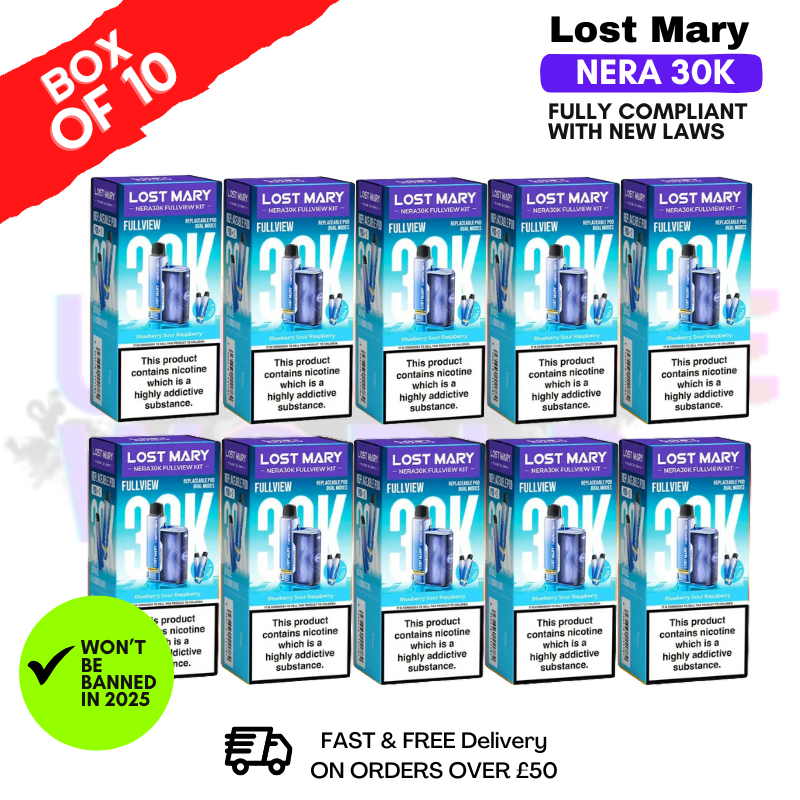 Blue Sour Raspberry Lost Mary NERA 30K Puff Box Of 10
