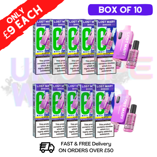 Blue Sour Raspberry LOST MARY 6000PUFF 6K Box / Pack Of 10 Kit
