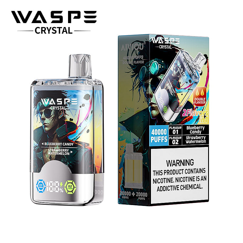 Waspe Crystal 40K Puffs Disposable Vape – Dual Flavors,Dual Mesh Coils,Smart LED Display