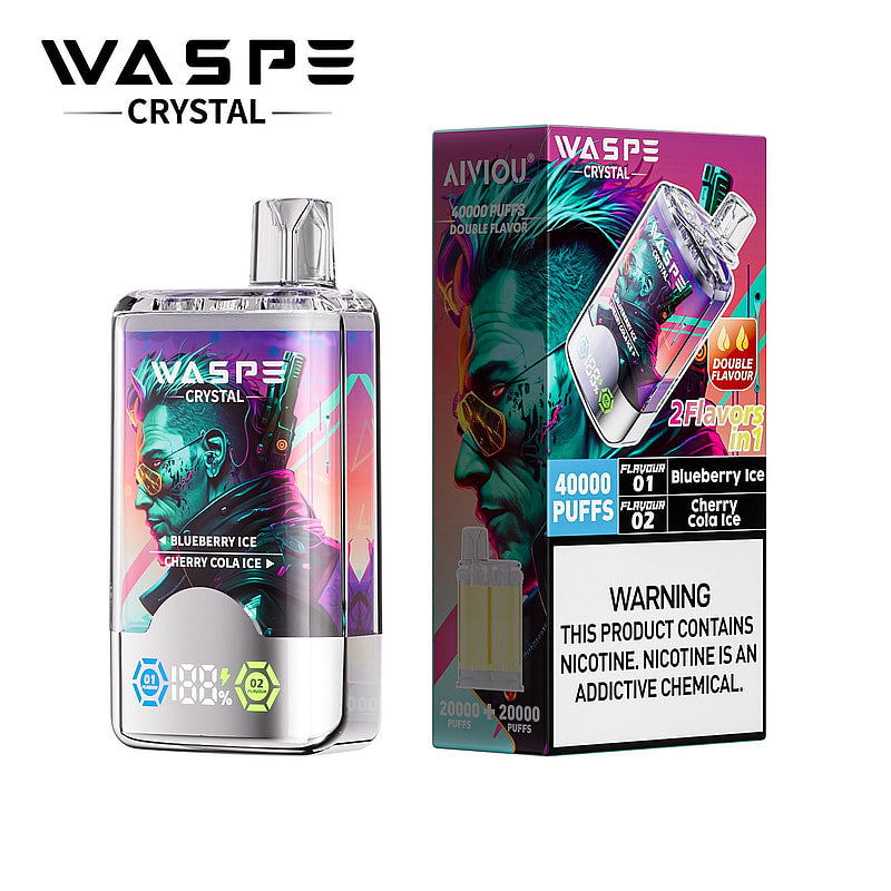 Waspe Crystal 40K Puffs Disposable Vape – Dual Flavors,Dual Mesh Coils,Smart LED Display