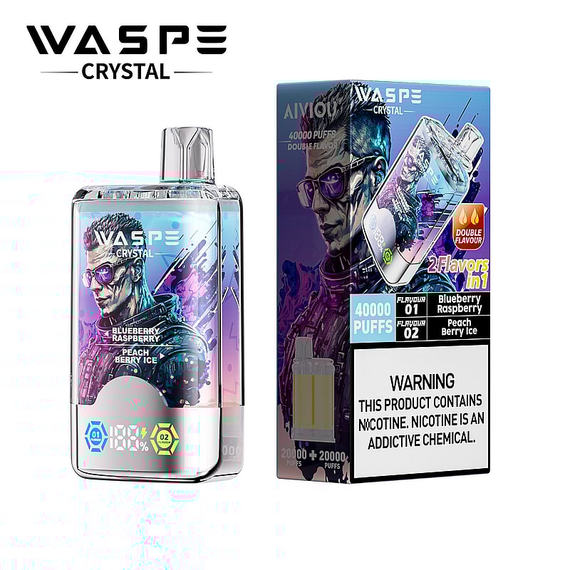 Waspe Crystal 40K Puffs Disposable Vape – Dual Flavors,Dual Mesh Coils,Smart LED Display