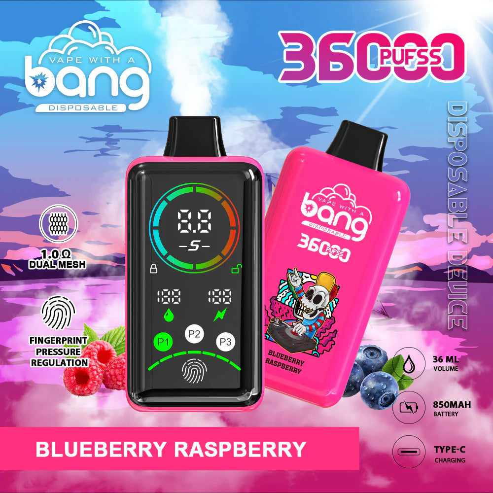 Bang 36000 Power Disposable Vape – 850mAh Battery, 36mL E-Liquid, 0% to 5% Nicotine Options 12 Flavors