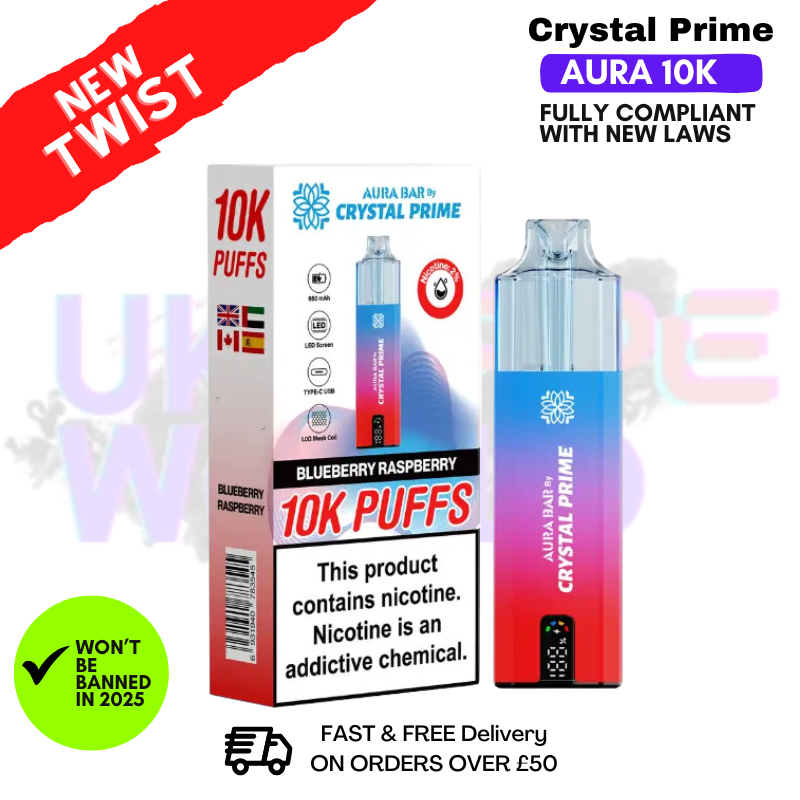 Blueberry Raspberry Crystal Prime 10K Puff Pod Kit