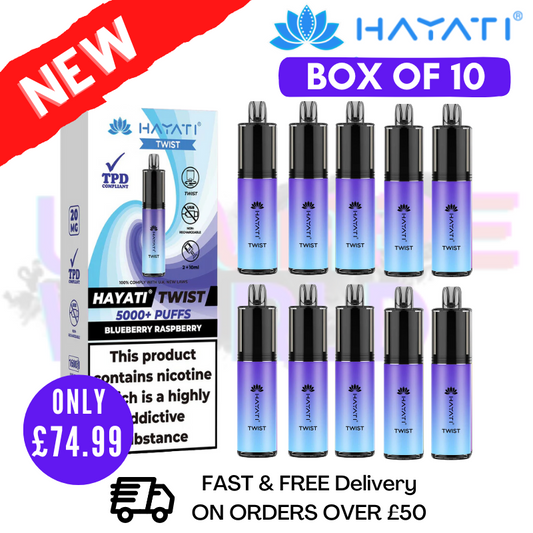 Blueberry Raspberry Hayati Twist 5000 Puff 5K Box Of 10