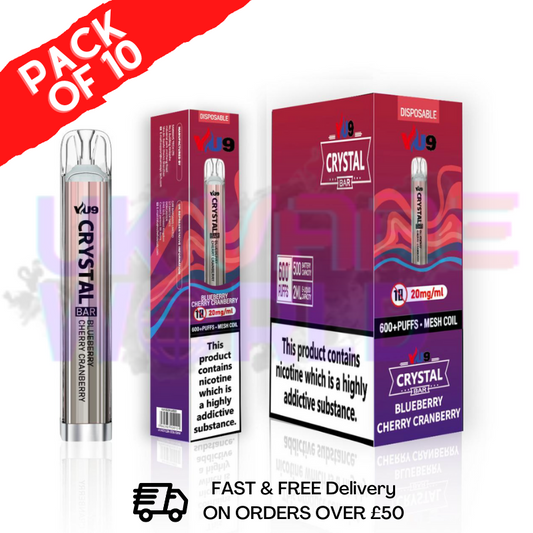 Blueberry Cherry Cranberry Crystal Bar Puffs 600 VU9 Box Of 10