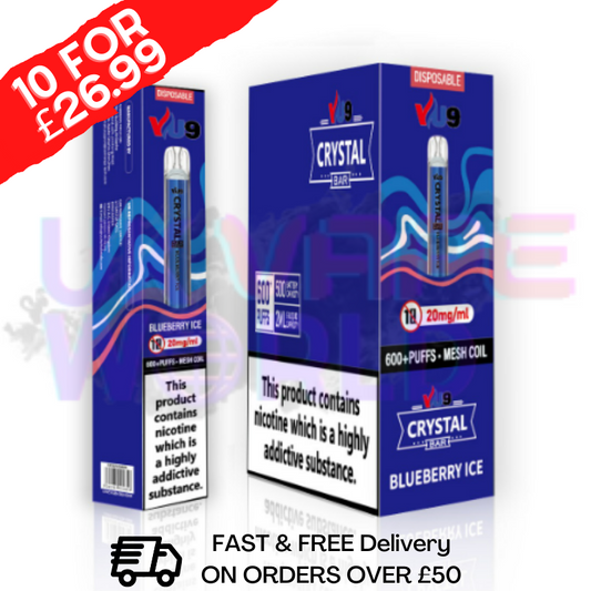 Blueberry ICE Crystal Bar Puffs 600 VU9 Box Of 10