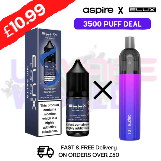 Blueberry Raspberry ELUX LEGEND Salt 3500puff x Aspire Disposble Kit
