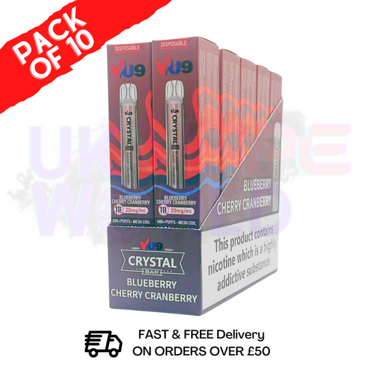 Blueberry Cherry Cranberry Crystal Bar Puffs 600 VU9 Box Of 10