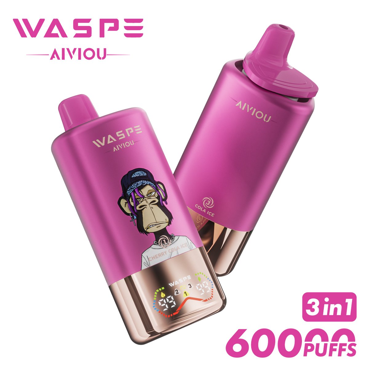 Waspe 60000 60K Puffs Disposable Vape – Triple Flavors,Triple Mesh Coil,Smart LED Display