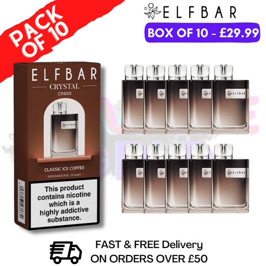Elf Bar Crystal 600puff - Classice ICED COFFEE Box of 10