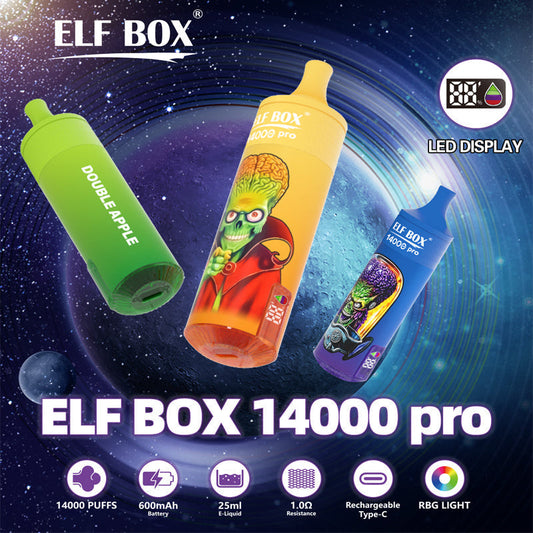 Elf Box 14000 Puffs PRO Disposable Vape E Cigarette LED Screen Display Puff tornado 14K Pod Vaper RGB Light