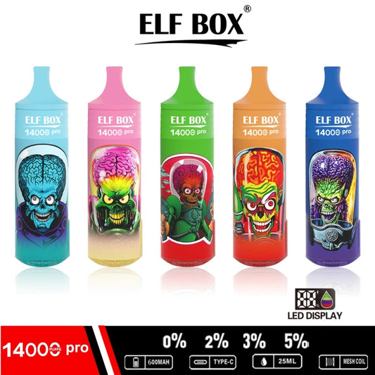 Elf Box 14000 Puffs PRO Disposable Vape E Cigarette LED Screen Display Puff tornado 14K Pod Vaper RGB Light