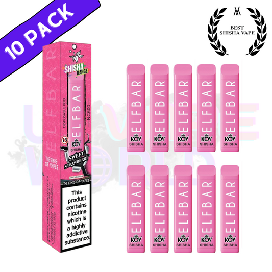 Elf Bar Shisha 600puff - Sweet Strawberry Flavour Box of 10