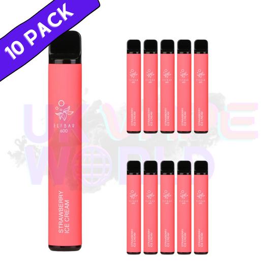 Elf Bar 600puff - Strawberry Ice Cream Flavour Box of 10