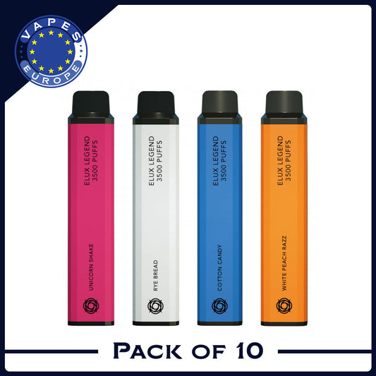 Elux Legend 3500 Puffs 0% Nicotine Disposable Vape Box Of 10