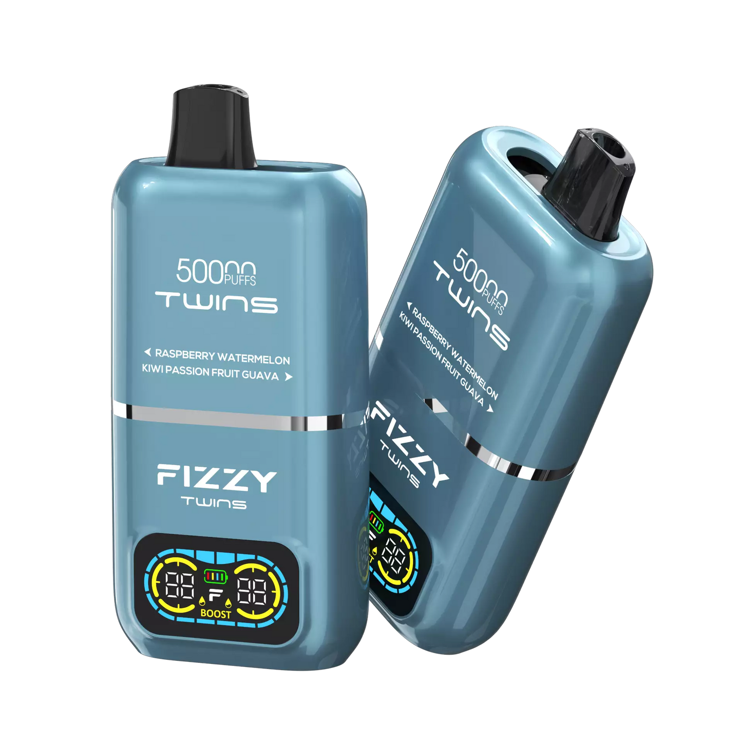 Fizzy Twins 50000 Puffs Dual Tank Double Flavor 12 Colors 2% 5% Low Nicotine Bulk Buy Rechargeable Disposable Vapes Pen Wholesale