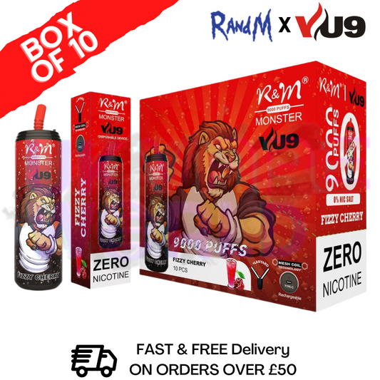 Fizzy Cherry 9K Monster 9000 Puff 0MG NIC PACK OF 10 BAR
