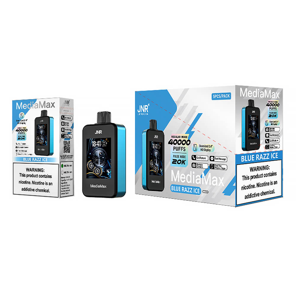 JNR Vape MediaMax 40000 PUFF 40K Disposable Vape Pen E Cigarette Prefilled -650mAh Battery, 14ml E-liquid, Multiple Nicotine 10 Flavors