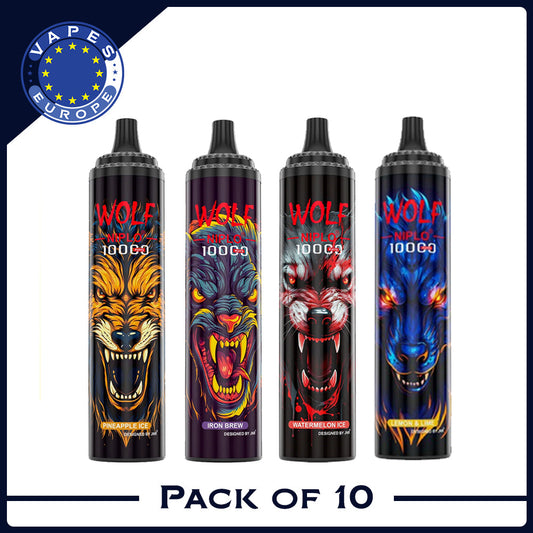JNR Wolf Niplo 10000-650mAh Battery, 20ml E-liquid, Multiple Nicotine 18 Flavors